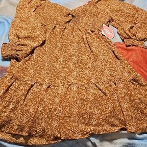 Floral Brown Midi Dress